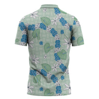 Hawaii Anthurium Tiare Pikake Lei Zipper Polo Shirt Omaomao Lauhala Art Pattern LT01 - Polynesian Pride