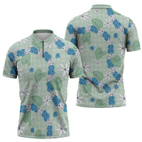 Hawaii Anthurium Tiare Pikake Lei Zipper Polo Shirt Omaomao Lauhala Art Pattern LT01 - Polynesian Pride