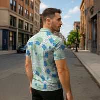 Hawaii Anthurium Tiare Pikake Lei Zipper Polo Shirt Omaomao Lauhala Art Pattern LT01 - Polynesian Pride