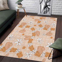 Hawaii Anthurium Tiare Pikake Lei Area Rug Alani Lauhala Art Pattern LT01 Orange - Polynesian Pride