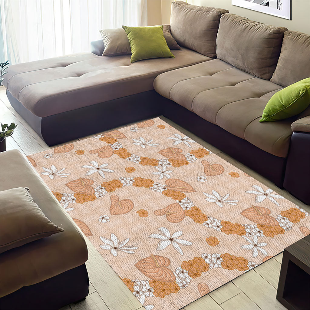 Hawaii Anthurium Tiare Pikake Lei Area Rug Alani Lauhala Art Pattern LT01 - Polynesian Pride