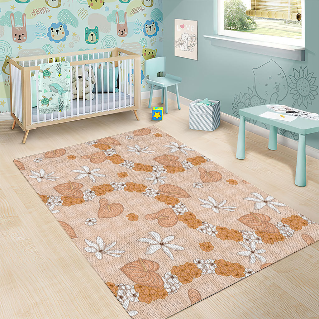 Hawaii Anthurium Tiare Pikake Lei Area Rug Alani Lauhala Art Pattern LT01 - Polynesian Pride