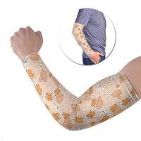 Hawaii Anthurium Tiare Pikake Lei Arm Sleeves Alani Lauhala Art Pattern LT01 Set of 2 Orange - Polynesian Pride