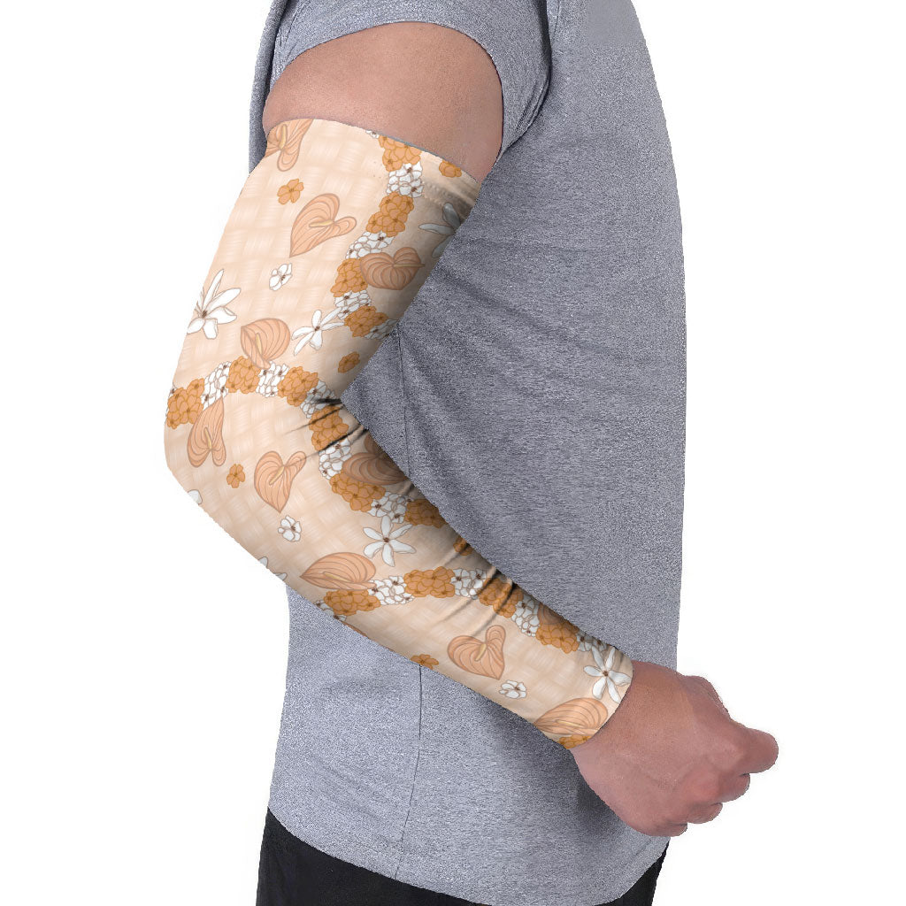 Hawaii Anthurium Tiare Pikake Lei Arm Sleeves Alani Lauhala Art Pattern LT01 - Polynesian Pride