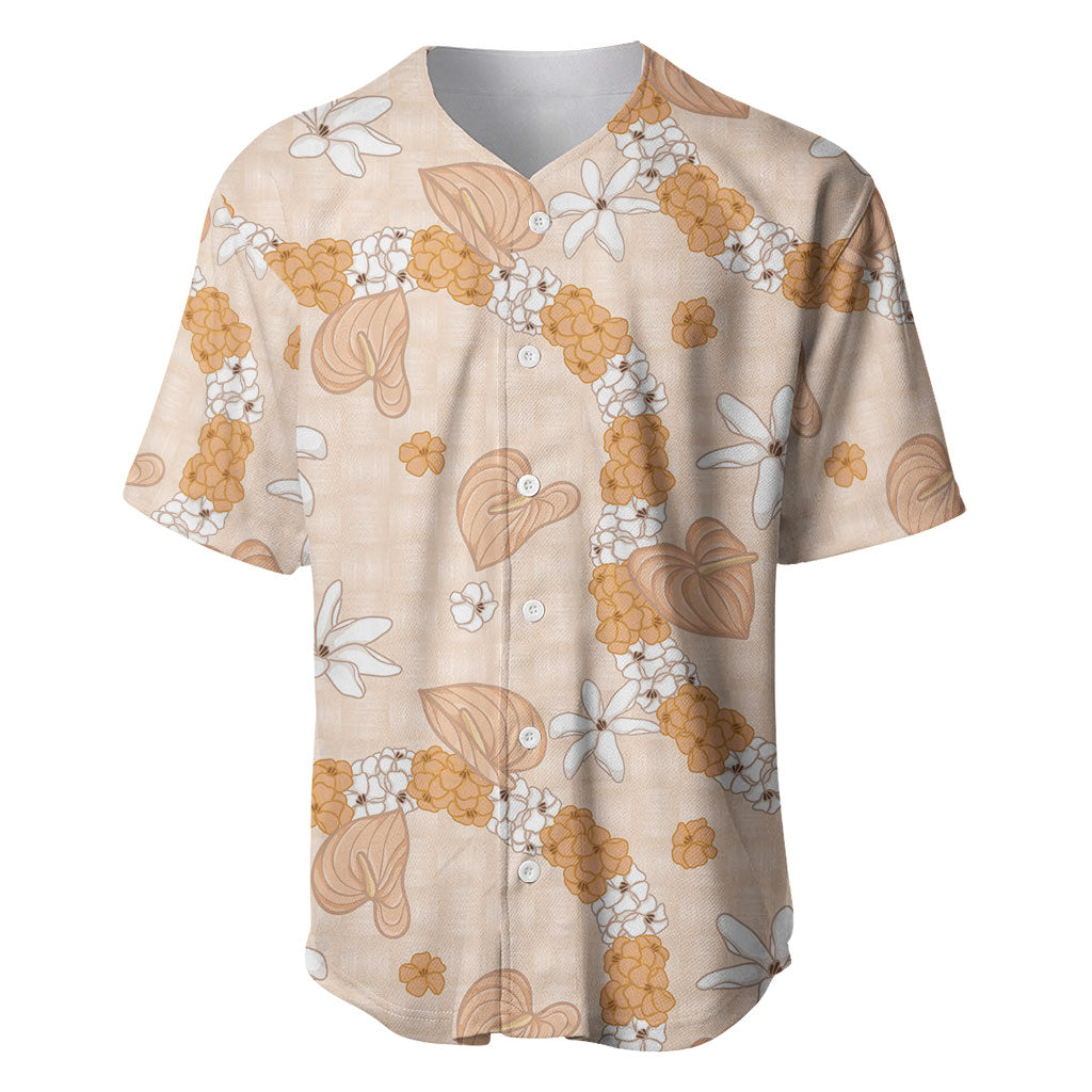 Hawaii Anthurium Tiare Pikake Lei Baseball Jersey Alani Lauhala Art Pattern