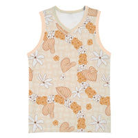 Hawaii Anthurium Tiare Pikake Lei Basketball Jersey Alani Lauhala Art Pattern LT01 Unisex Orange - Polynesian Pride