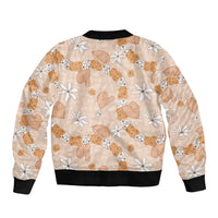 Hawaii Anthurium Tiare Pikake Lei Bomber Jacket Alani Lauhala Art Pattern LT01 - Polynesian Pride