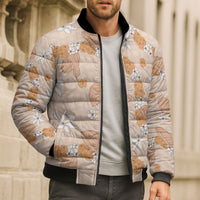 Hawaii Anthurium Tiare Pikake Lei Bomber Puffer Jacket Alani Lauhala Art Pattern LT01 - Polynesian Pride