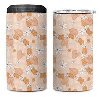 Hawaii Anthurium Tiare Pikake Lei 4 in 1 Can Cooler Tumbler Alani Lauhala Art Pattern LT01 One Size: 16 oz Orange - Polynesian Pride