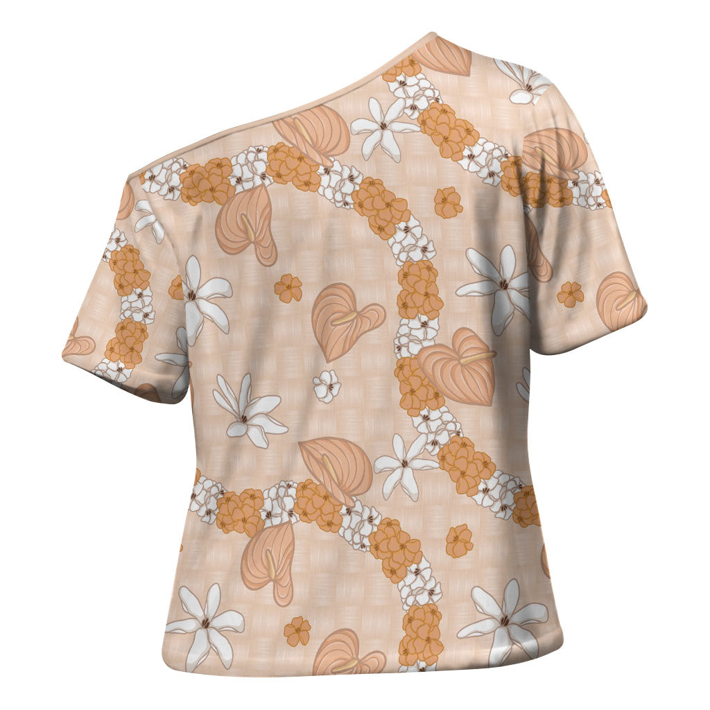 Hawaii Anthurium Tiare Pikake Lei Cross Shoulder Shirt Alani Lauhala Art Pattern LT01 - Polynesian Pride