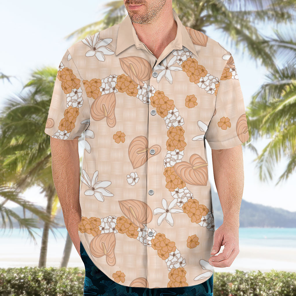 Hawaii Anthurium Tiare Pikake Lei Hawaiian Shirt Alani Lauhala Art Pattern LT01 - Polynesian Pride