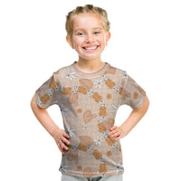 Hawaii Anthurium Tiare Pikake Lei Kid T Shirt Alani Lauhala Art Pattern LT01 Orange - Polynesian Pride