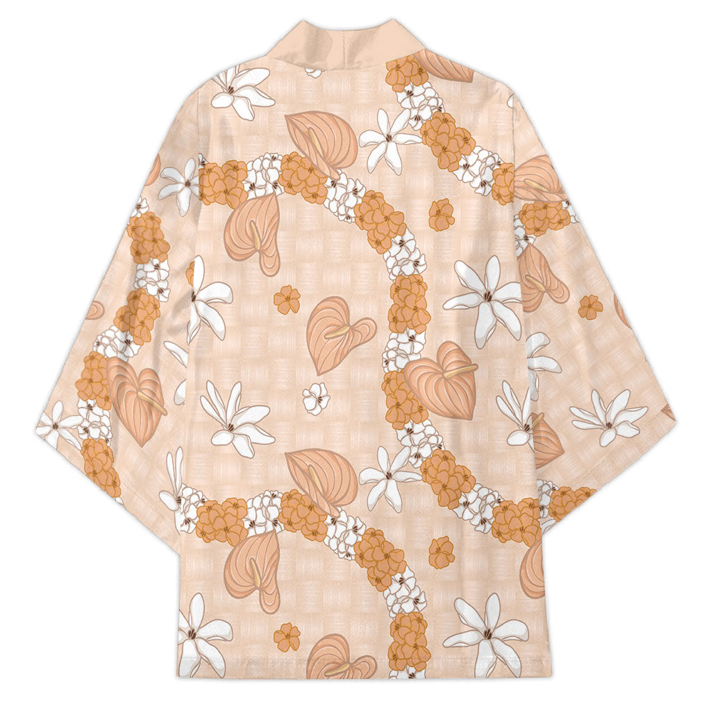 Hawaii Anthurium Tiare Pikake Lei Kimono Alani Lauhala Art Pattern