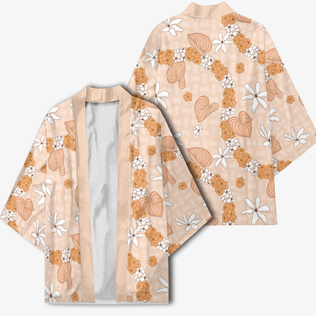 Hawaii Anthurium Tiare Pikake Lei Kimono Alani Lauhala Art Pattern