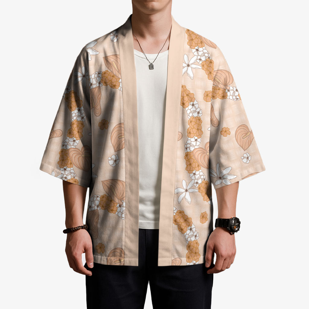 Hawaii Anthurium Tiare Pikake Lei Kimono Alani Lauhala Art Pattern