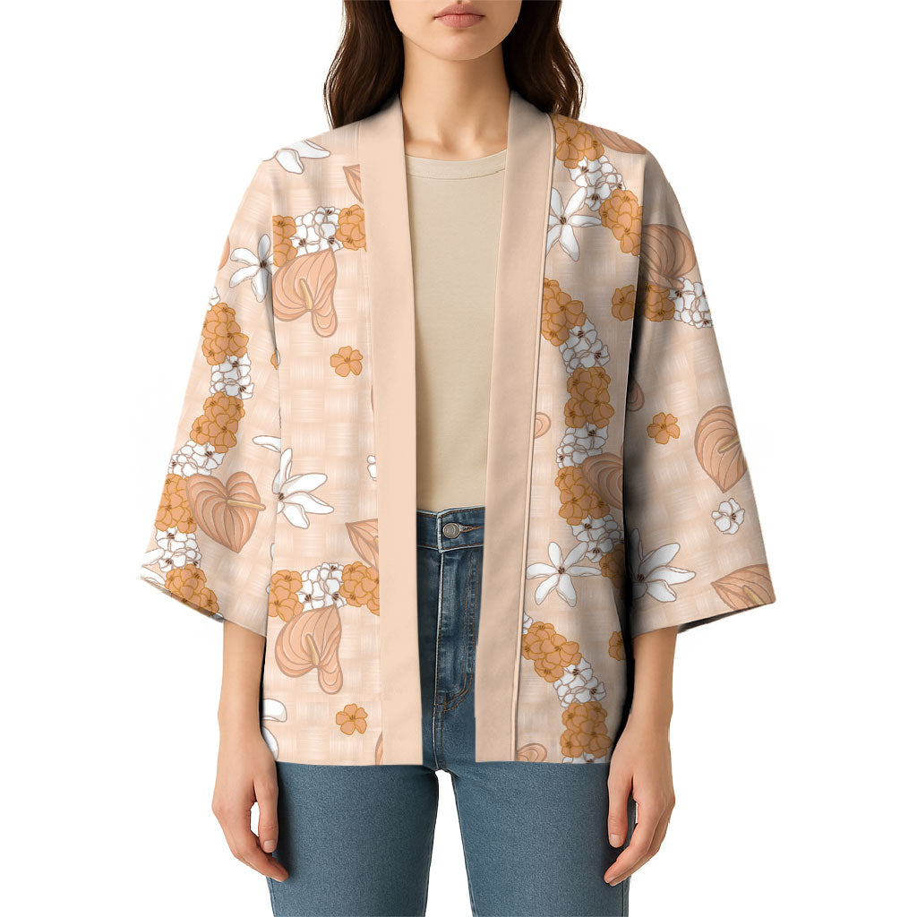 Hawaii Anthurium Tiare Pikake Lei Kimono Alani Lauhala Art Pattern