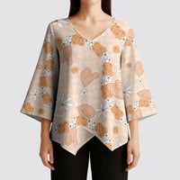 Hawaii Anthurium Tiare Pikake Lei Kimono Sleeve Blouse Alani Lauhala Art Pattern LT01 - Polynesian Pride