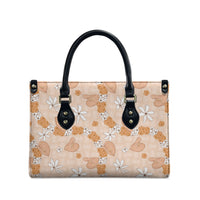 Hawaii Anthurium Tiare Pikake Lei Leather Bag Alani Lauhala Art Pattern