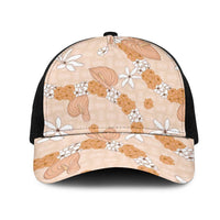 Hawaii Anthurium Tiare Pikake Lei Mesh Trucker Cap Alani Lauhala Art Pattern LT01 One Size Black Orange - Polynesian Pride