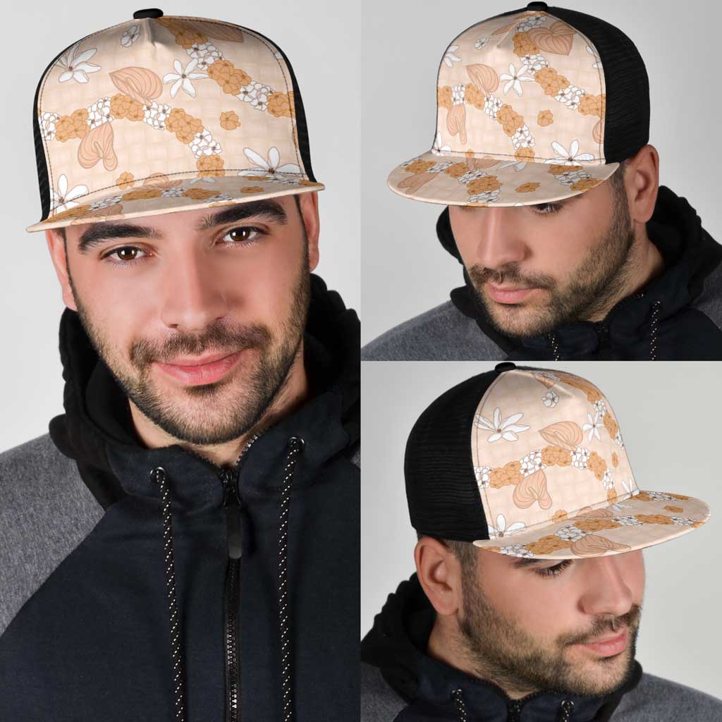 Hawaii Anthurium Tiare Pikake Lei Mesh Trucker Cap Alani Lauhala Art Pattern LT01 - Polynesian Pride