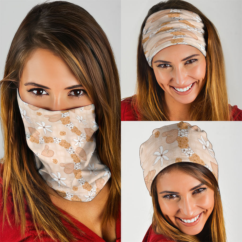 Hawaii Anthurium Tiare Pikake Lei Neck Gaiter Alani Lauhala Art Pattern LT01 - Polynesian Pride