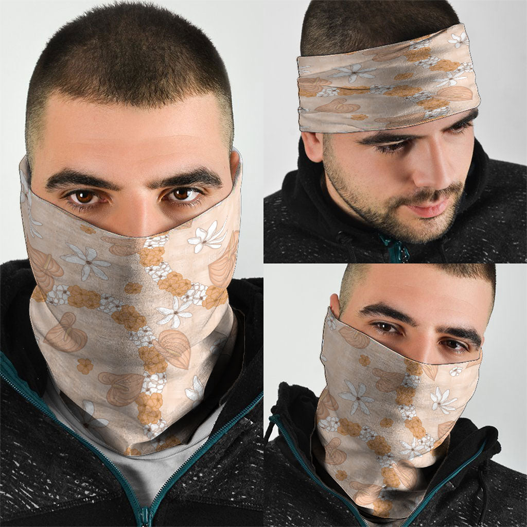 Hawaii Anthurium Tiare Pikake Lei Neck Gaiter Alani Lauhala Art Pattern LT01 - Polynesian Pride