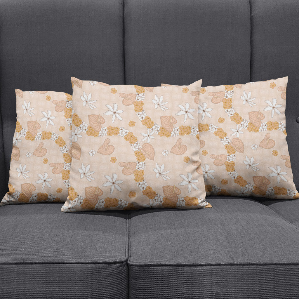 Hawaii Anthurium Tiare Pikake Lei Pillow Cover Alani Lauhala Art Pattern LT01 - Polynesian Pride