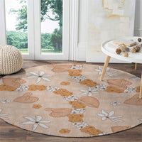 Hawaii Anthurium Tiare Pikake Lei Round Carpet Alani Lauhala Art Pattern