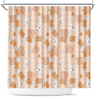 Hawaii Anthurium Tiare Pikake Lei Shower Curtain Alani Lauhala Art Pattern LT01 Orange - Polynesian Pride