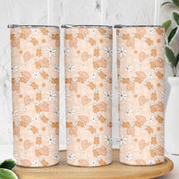 Hawaii Anthurium Tiare Pikake Lei Skinny Tumbler Alani Lauhala Art Pattern LT01 - Polynesian Pride