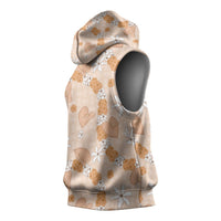 Hawaii Anthurium Tiare Pikake Lei Sleeveless Hoodie Alani Lauhala Art Pattern LT01 - Polynesian Pride
