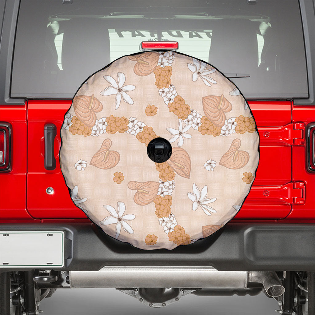 Hawaii Anthurium Tiare Pikake Lei Spare Tire Cover Alani Lauhala Art Pattern LT01 - Polynesian Pride