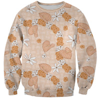 Hawaii Anthurium Tiare Pikake Lei Sweatshirt Alani Lauhala Art Pattern LT01 Unisex Orange - Polynesian Pride