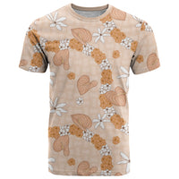 Hawaii Anthurium Tiare Pikake Lei T Shirt Alani Lauhala Art Pattern LT01 Orange - Polynesian Pride