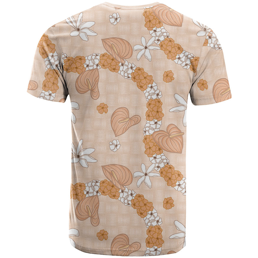 Hawaii Anthurium Tiare Pikake Lei T Shirt Alani Lauhala Art Pattern LT01 - Polynesian Pride
