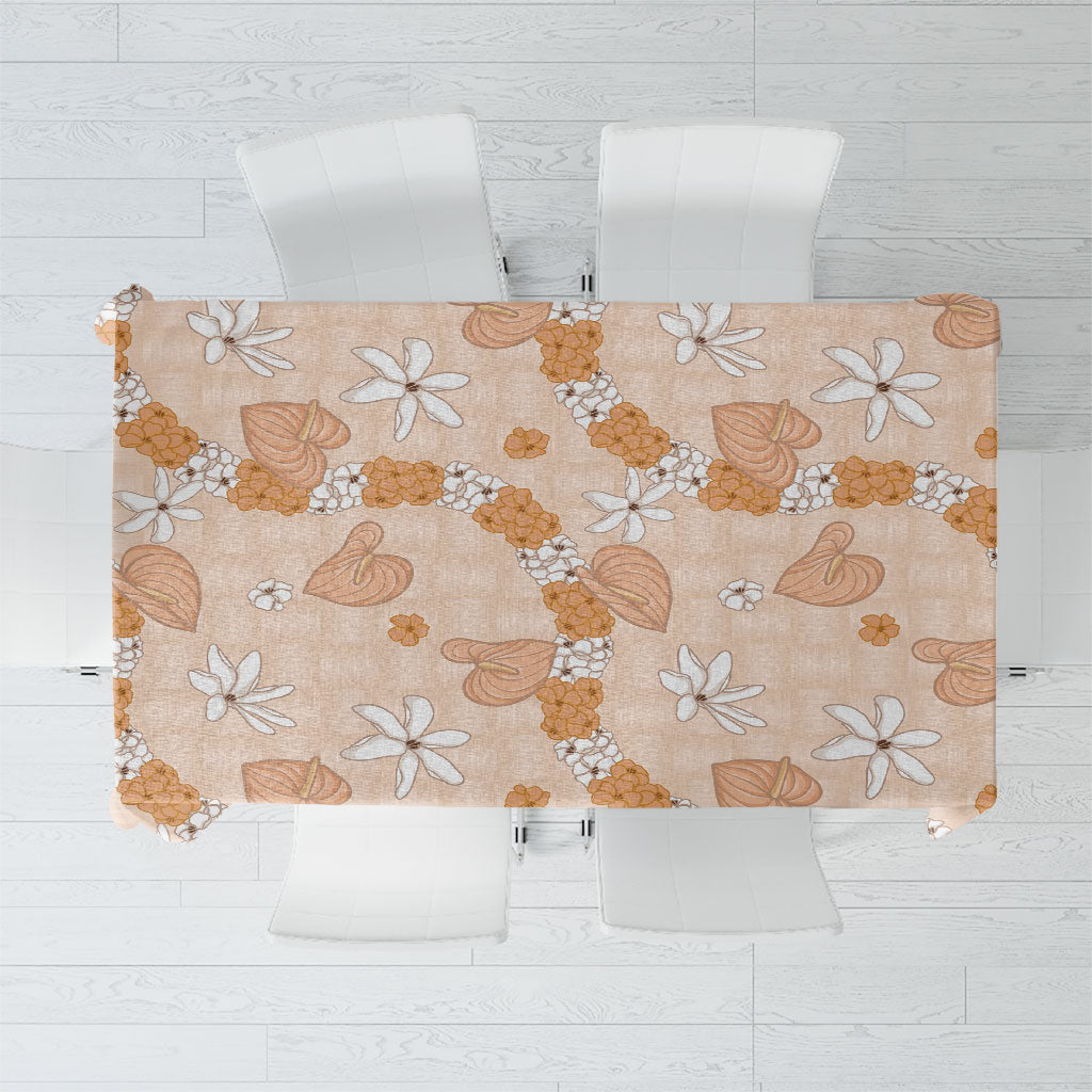 Hawaii Anthurium Tiare Pikake Lei Tablecloth Alani Lauhala Art Pattern