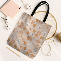 Hawaii Anthurium Tiare Pikake Lei Tote Bag Alani Lauhala Art Pattern LT01 Black Strap One Size Orange - Polynesian Pride