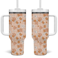 Hawaii Anthurium Tiare Pikake Lei Tumbler With Handle Alani Lauhala Art Pattern