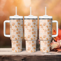 Hawaii Anthurium Tiare Pikake Lei Tumbler With Handle Alani Lauhala Art Pattern