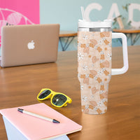 Hawaii Anthurium Tiare Pikake Lei Tumbler With Handle Alani Lauhala Art Pattern