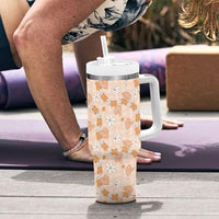 Hawaii Anthurium Tiare Pikake Lei Tumbler With Handle Alani Lauhala Art Pattern