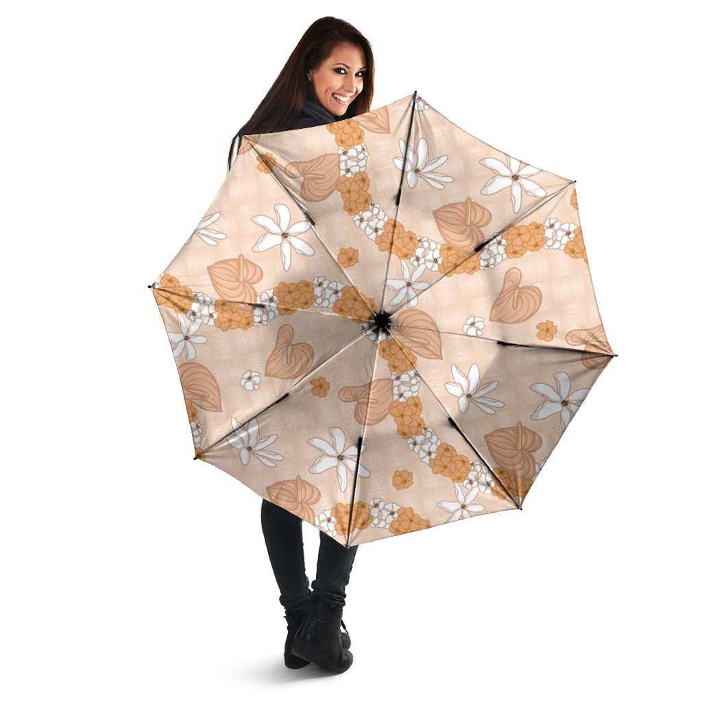 Hawaii Anthurium Tiare Pikake Lei Umbrella Alani Lauhala Art Pattern LT01 - Polynesian Pride