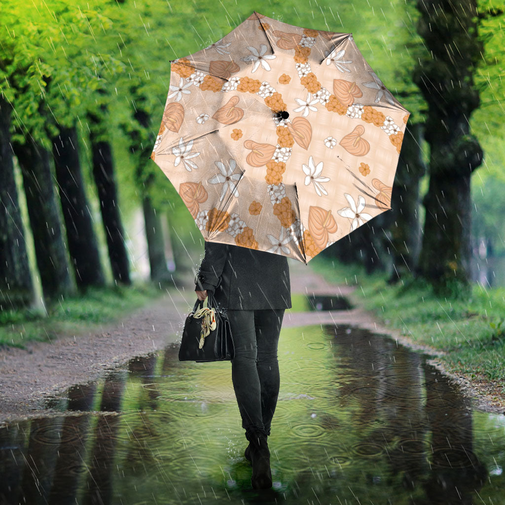 Hawaii Anthurium Tiare Pikake Lei Umbrella Alani Lauhala Art Pattern LT01 - Polynesian Pride