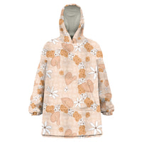 Hawaii Anthurium Tiare Pikake Lei Wearable Blanket Hoodie Alani Lauhala Art Pattern