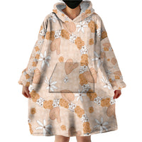 Hawaii Anthurium Tiare Pikake Lei Wearable Blanket Hoodie Alani Lauhala Art Pattern