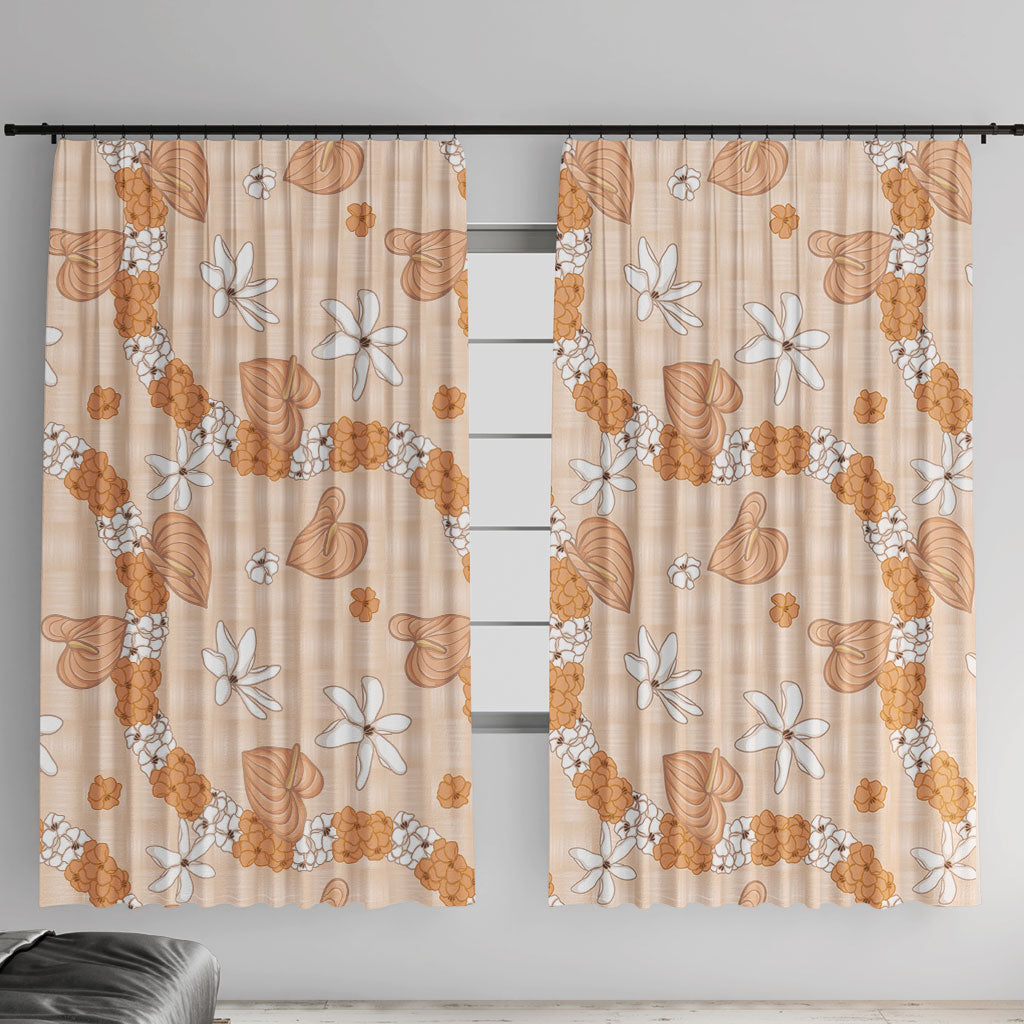 Hawaii Anthurium Tiare Pikake Lei Window Curtain Alani Lauhala Art Pattern
