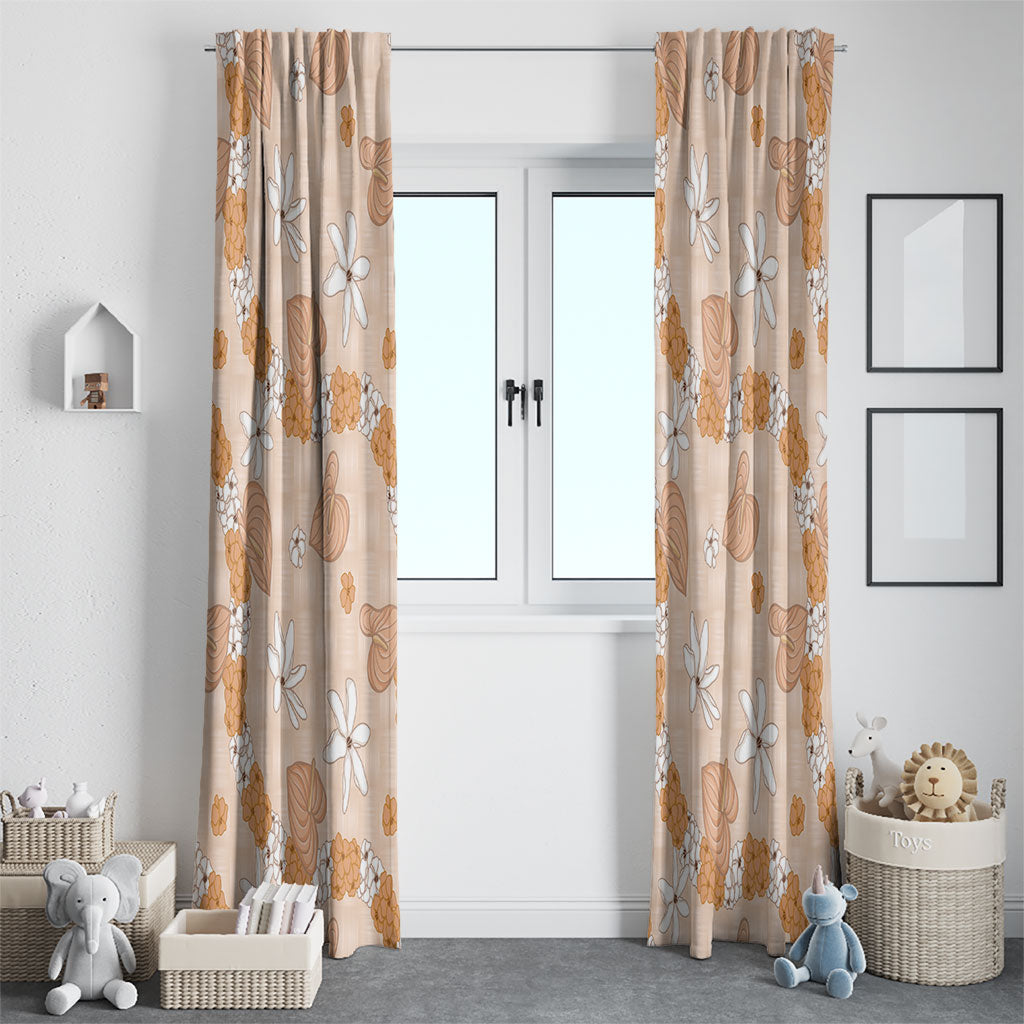 Hawaii Anthurium Tiare Pikake Lei Window Curtain Alani Lauhala Art Pattern