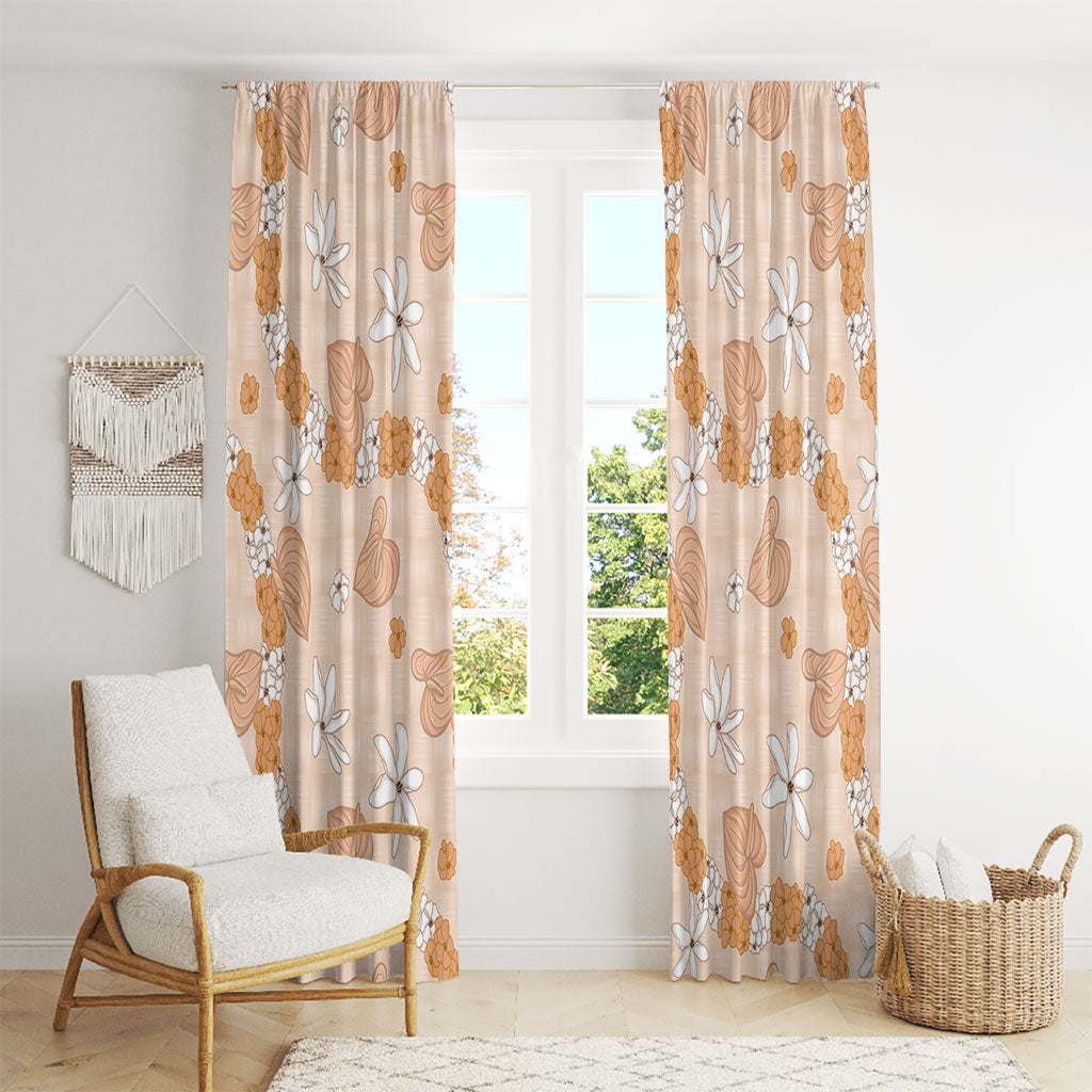 Hawaii Anthurium Tiare Pikake Lei Window Curtain Alani Lauhala Art Pattern