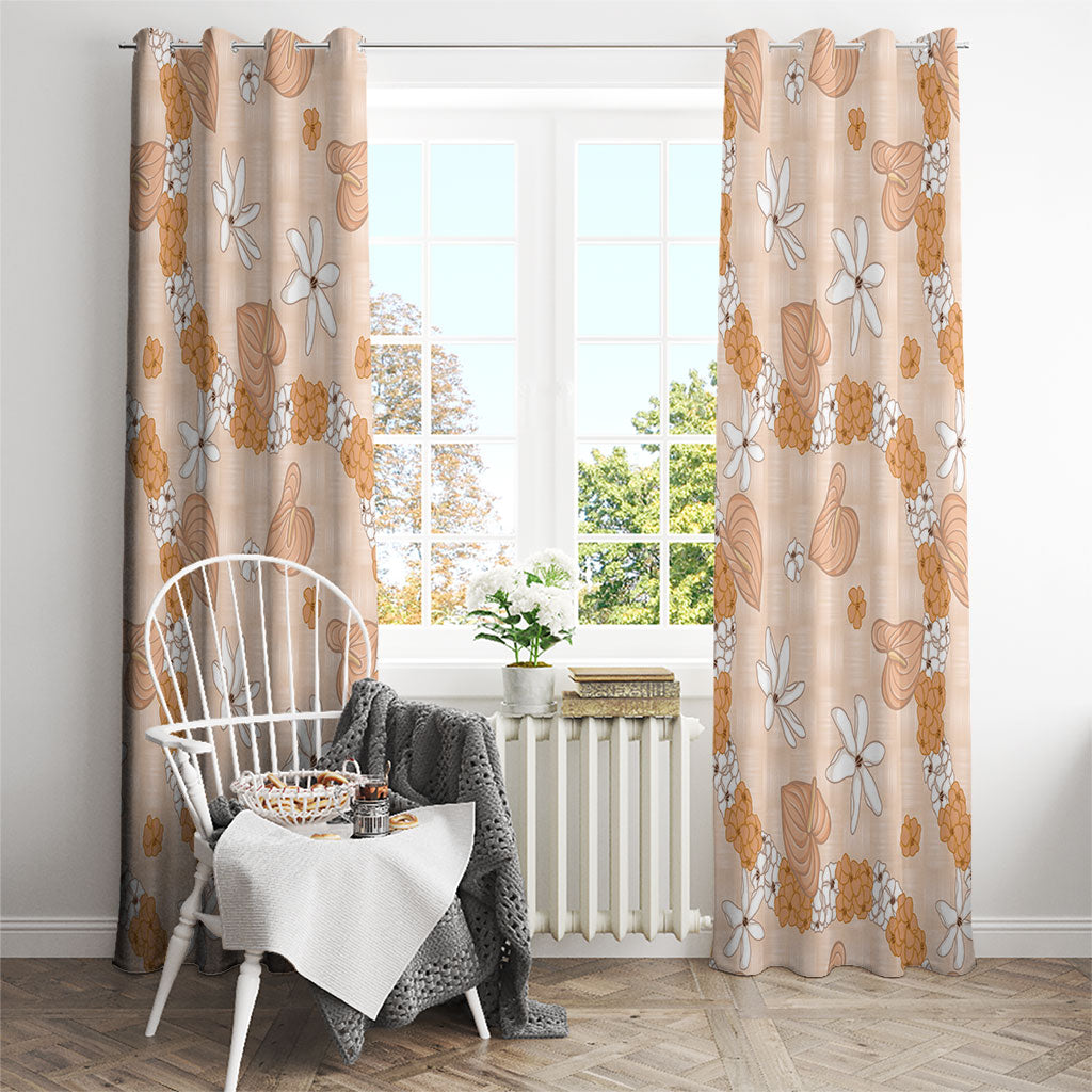 Hawaii Anthurium Tiare Pikake Lei Window Curtain Alani Lauhala Art Pattern