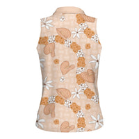 Hawaii Anthurium Tiare Pikake Lei Women Sleeveless Polo Shirt Alani Lauhala Art Pattern LT01 - Polynesian Pride